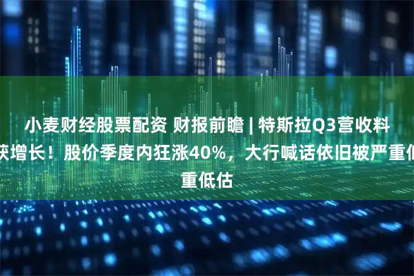 小麦财经股票配资 财报前瞻 | 特斯拉Q3营收料重获增长！股价季度内狂涨40%，大行喊话依旧被严重低估