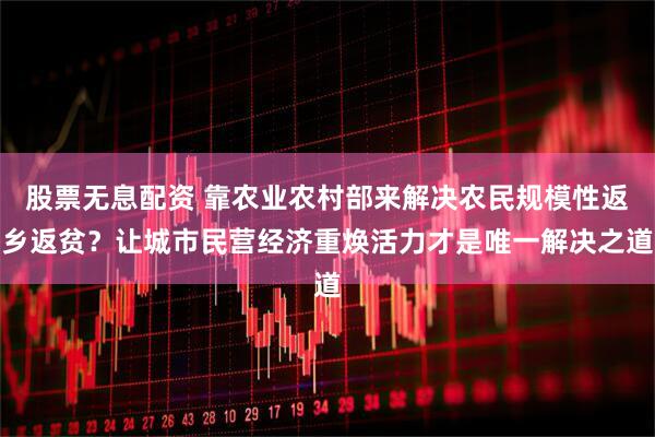 股票无息配资 靠农业农村部来解决农民规模性返乡返贫？让城市民营经济重焕活力才是唯一解决之道