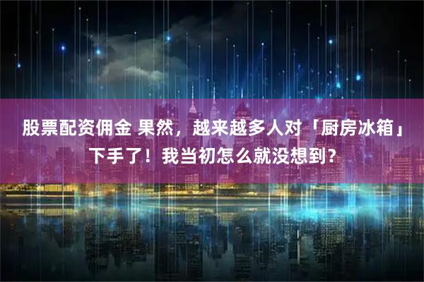 股票配资佣金 果然，越来越多人对「厨房冰箱」下手了！我当初怎么就没想到？